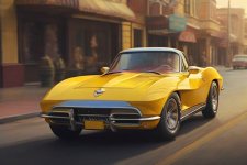 Leonardo_Diffusion_XL_a_yellow_Chevrolet_corvette_being_driven_1.jpg